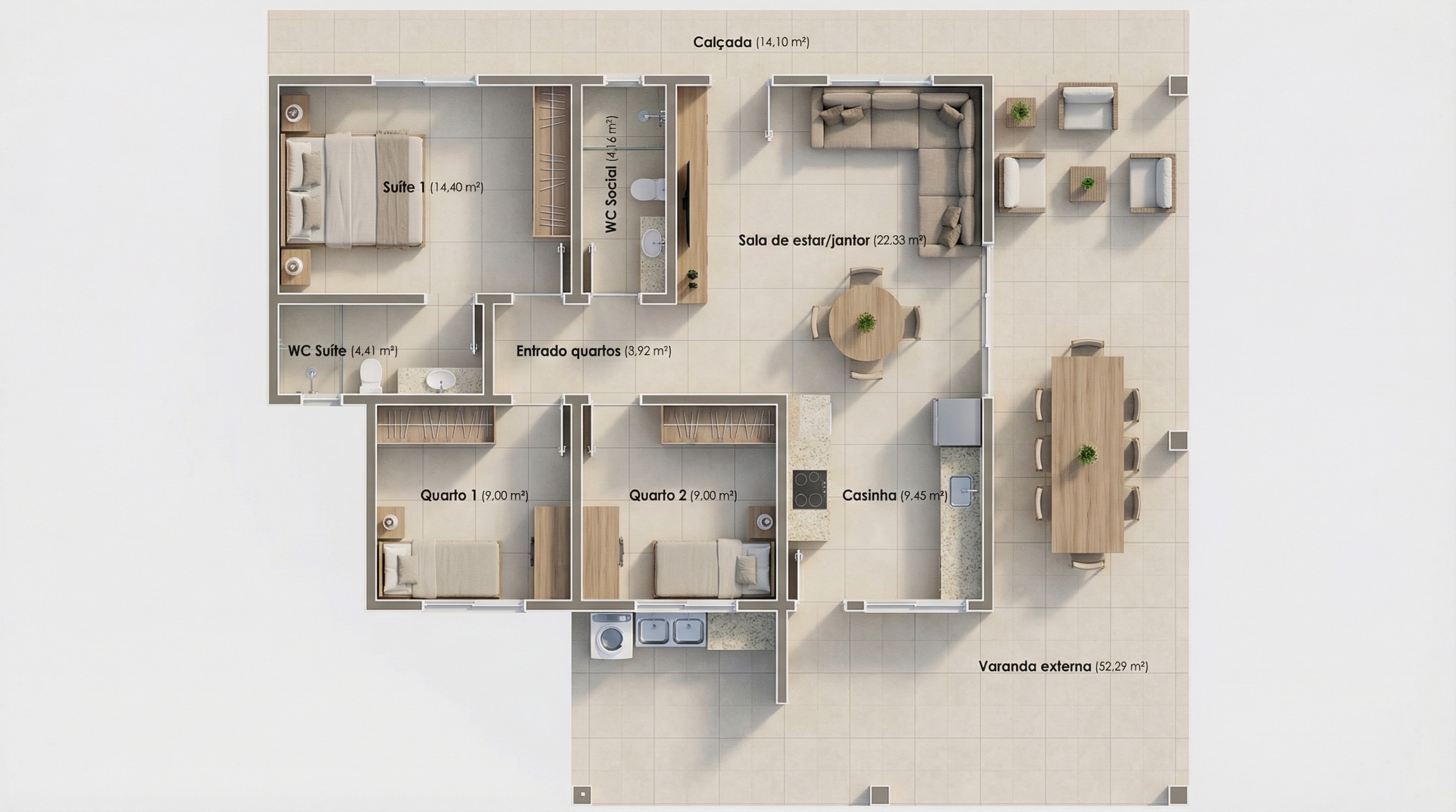 Detalhe do projeto — casa de campo 140m²